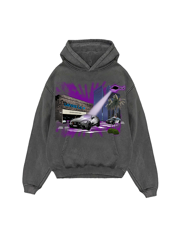 Lavysh Grey Wash Bank Hoodie